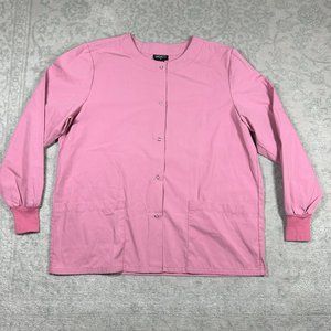 DAGACCI Women's Medium Scrubs Pink Long Sleeve Button Down